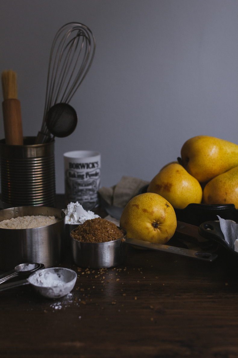Chocolate Pear Clafoutis with Gorgonzola by Tanya Balyanitsa (more recipes on Honeytanie.com)