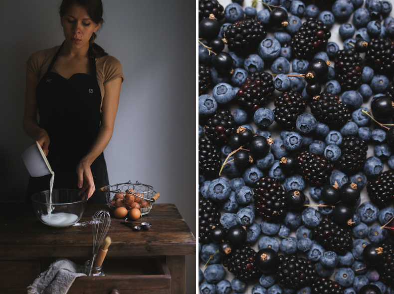 Crepe Cake with Mascarpone Cream and Blue Berries by Tanya Balyanitsa (more seasonal recipes on Honetanie.com)