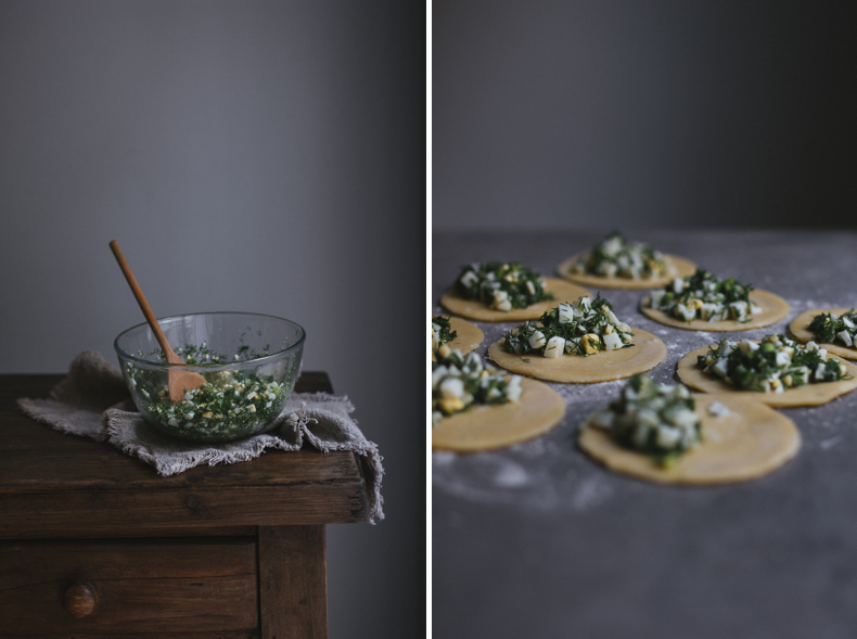 Hand Pies with Eggs and Greens by Tanya Balyanitsa (more seasonal recipes on Honeytanie.com)