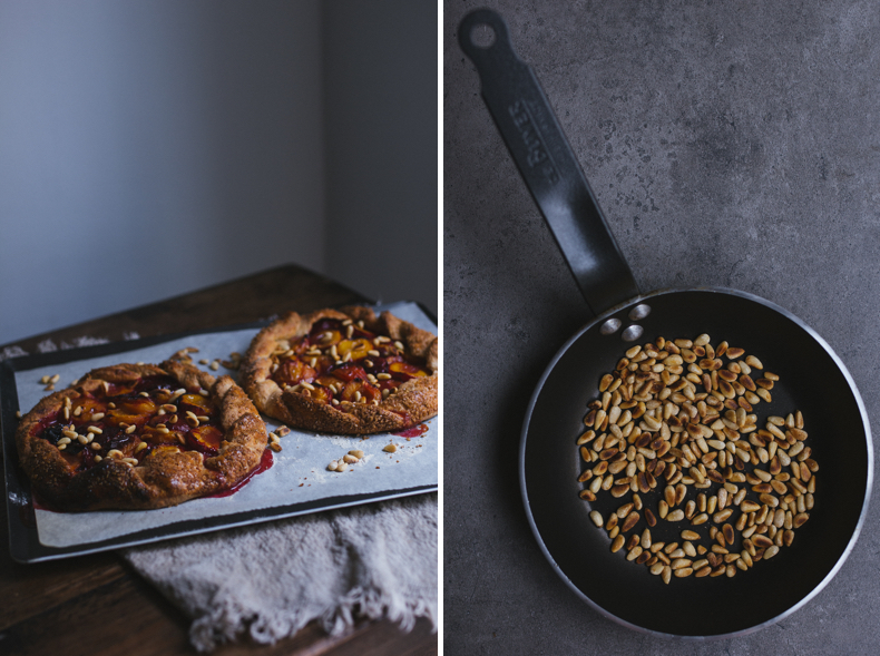 Wholewheat Plum Galette with Pine Nuts by Tanya Balyanitsa (more recipes on Honeytanie.com)