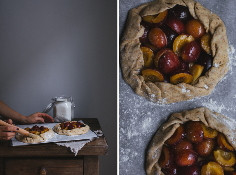 Wholewheat Plum Galette with Pine Nuts by Tanya Balyanitsa (more recipes on Honeytanie.com)