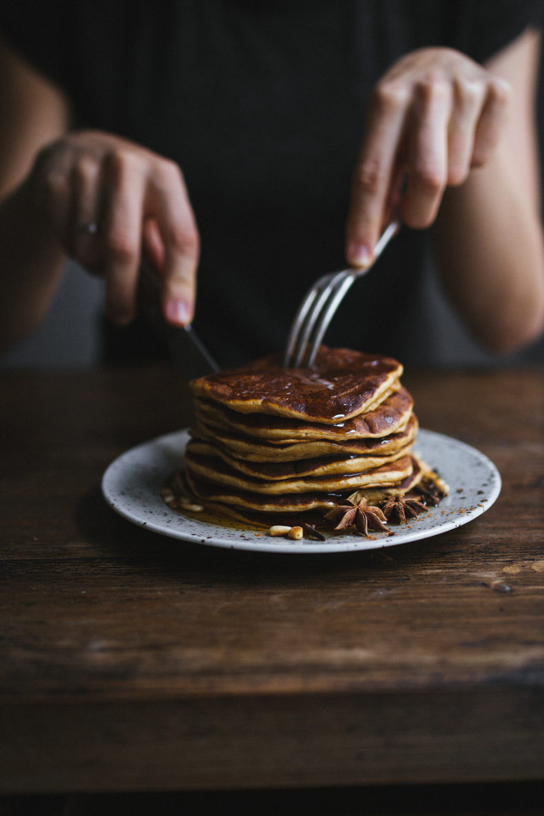 Sweet Potato Pancakes with cinnamon. Recipe and photograpy by Tanya Balyanitsa (more on Honeytanie.com)