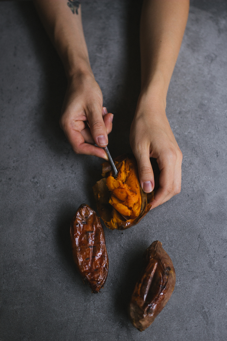 Sweet Potato Pancakes with cinnamon. Recipe and photograpy by Tanya Balyanitsa (more on Honeytanie.com)
