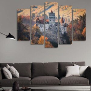 13Th Century Castle Bran - Nature 5 Panel Canvas Art Wall Decor