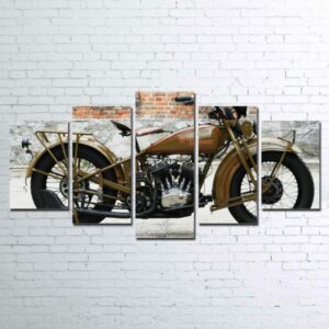 1930’S Harley-Davidson Wall - Automative 5 Panel Canvas Art Wall Decor