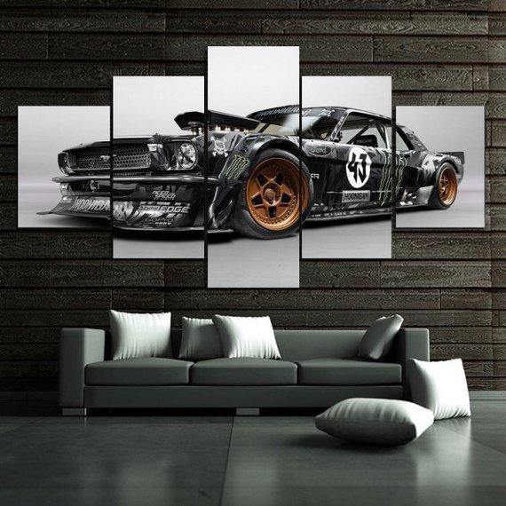 1965 Ford Mustang Ken Car - Automative 5 Panel Canvas Art Wall Decor 1965 Ford Mustang Ken Car - Automative 5 Panel Canvas Art Wall Decor