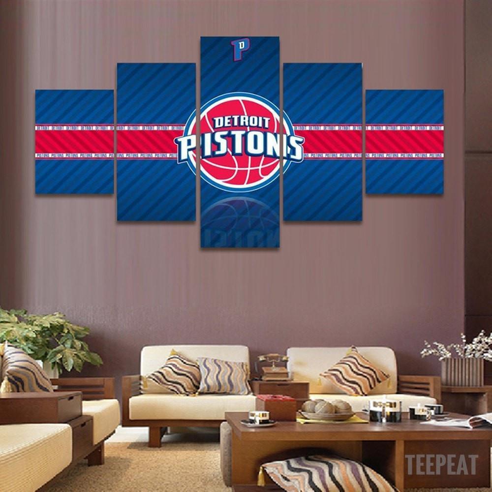 2017 Detroit Pistons Banner - Sport 5 Panel Canvas Art Wall Decor 2017 Detroit Pistons Banner - Sport 5 Panel Canvas Art Wall Decor