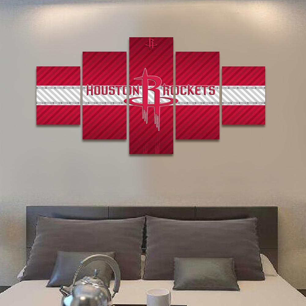 2017 Houston Rockets Banner - Sport 5 Panel Canvas Art Wall Decor 2017 Houston Rockets Banner - Sport 5 Panel Canvas Art Wall Decor
