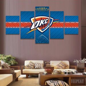 2017 Oklahoma City Thunder Banner -Sport 5 Panel Canvas Art Wall Decor
