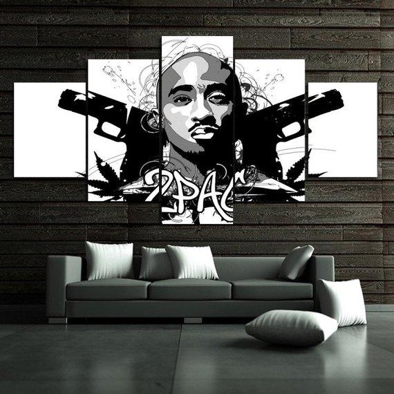 2Pac Hip Hop Rapper - Famous Person 5 Panel Canvas Art Wall Decor 2Pac Hip Hop Rapper - Famous Person 5 Panel Canvas Art Wall Decor