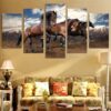 3 Running Horses 10 - Animal 5 Panel Canvas Art Wall Decor