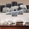 3 White Wolves 01 - Animal 5 Panel Canvas Art Wall Decor