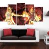 4Th Hokage And Naruto - Anime 5 Panel Canvas Art Wall Decor