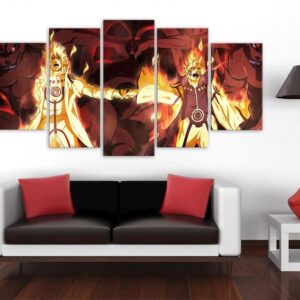4Th Hokage And Naruto - Anime 5 Panel Canvas Art Wall Decor