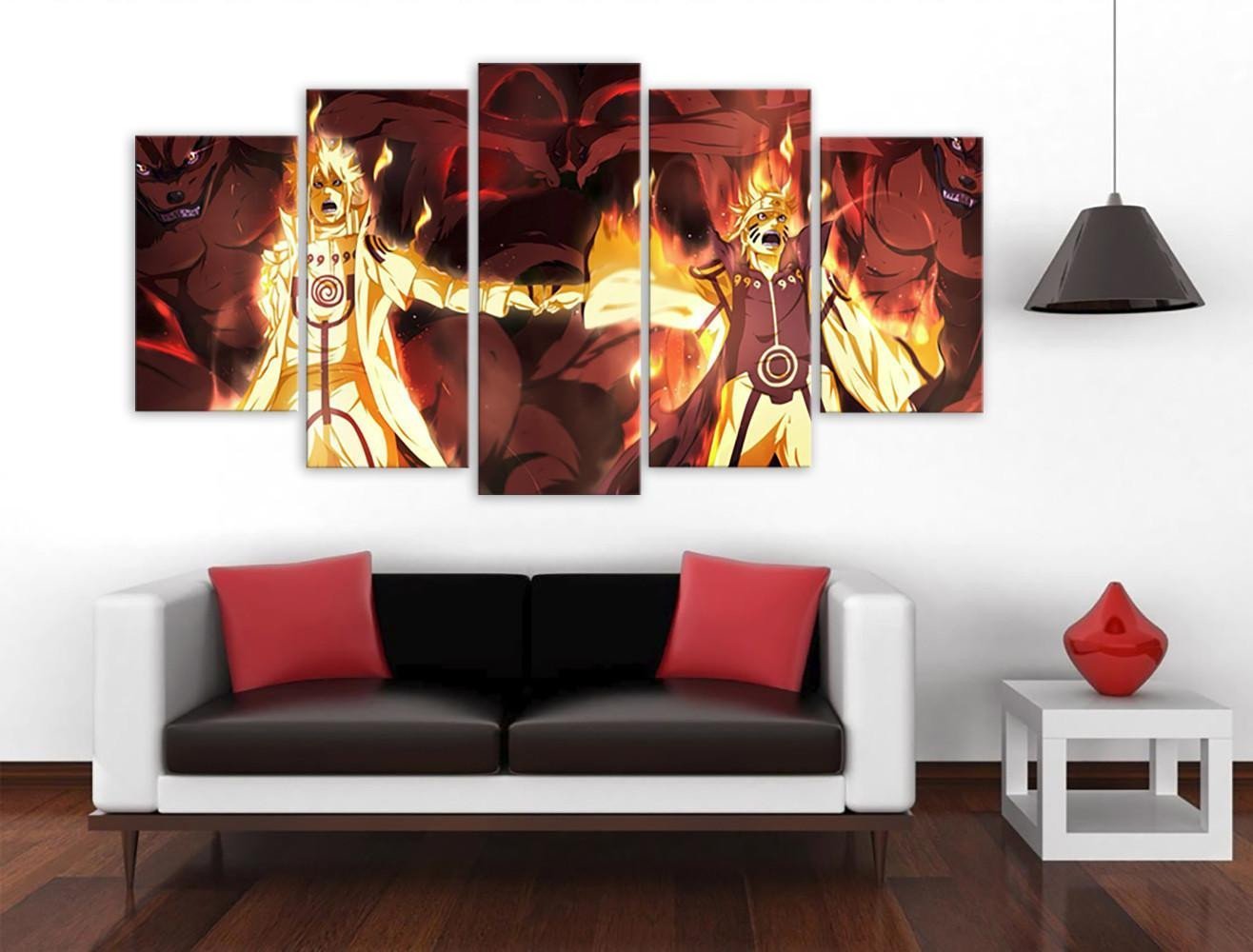 4Th Hokage And Naruto - Anime 5 Panel Canvas Art Wall Decor 4Th Hokage And Naruto - Anime 5 Panel Canvas Art Wall Decor