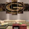 5 Piece NFL Green Bay Packers Emblem Football - 5 Panel Canvas Art Wall Decor