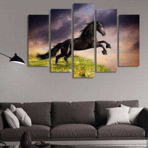 8140 Horse - Animal 5 Panel Canvas Art Wall Decor