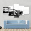 9Mm Gun On Table - Army 5 Panel Canvas Art Wall Decor