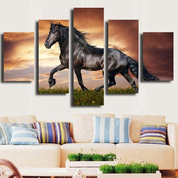 A Brown Horse - Animal 5 Panel Canvas Art Wall Decor A Brown Horse - Animal 5 Panel Canvas Art Wall Decor