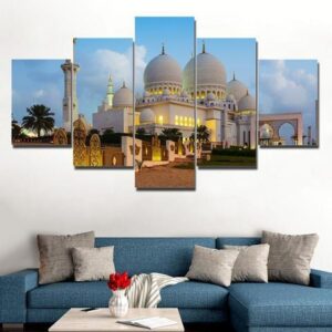 A Day At The Mosque - Nature 5 Panel Canvas Art Wall Decor