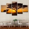 A Day With My Elephant - Animal 5 Panel Canvas Art Wall Decor