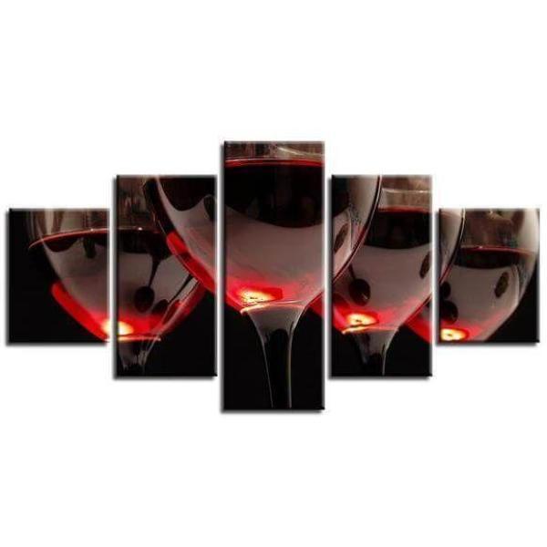 A Glass Of Red Wine - Wine 5 Panel Canvas Art Wall Decor A Glass Of Red Wine - Wine 5 Panel Canvas Art Wall Decor