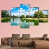 A Pond In Hampton Court Park In South London - Nature 5 Panel Canvas Art Wall Decor
