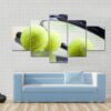 A Set Of Tennis Racket And Ball - Sport 5 Panel Canvas Art Wall Decor