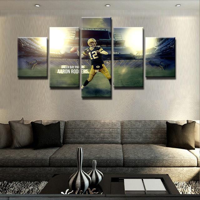 Aaron Rodgers Green Bay Packers - Sport 5 Panel Canvas Art Wall Decor Aaron Rodgers Green Bay Packers - Sport 5 Panel Canvas Art Wall Decor
