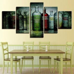 Absolut Vodka Vodka Liquor Bottle - Wine 5 Panel Canvas Art Wall Decor