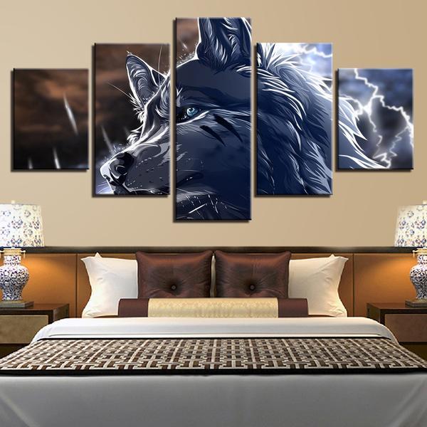 Abstract Animal Wolf - Animal 5 Panel Canvas Art Wall Decor Abstract Animal Wolf - Animal 5 Panel Canvas Art Wall Decor