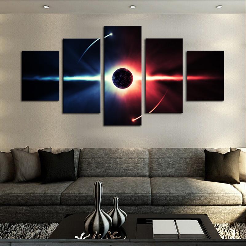Abstract Eclipse - Abstract 5 Panel Canvas Art Wall Decor Abstract Eclipse - Abstract 5 Panel Canvas Art Wall Decor