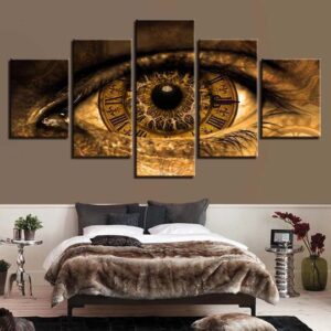 Abstract Eye Clock - Abstract 5 Panel Canvas Art Wall Decor