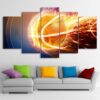 Abstract Fire basketball - Sport 5 Panel Canvas Art Wall Decor