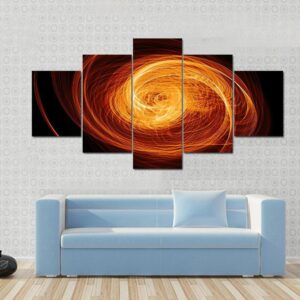 Abstract Flaming Twisted Quasar Black Hole - Space 5 Panel Canvas Art Wall Decor