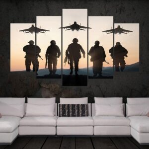 Abstract Flat Soldiers - Army 5 Panel Canvas Art Wall Decor