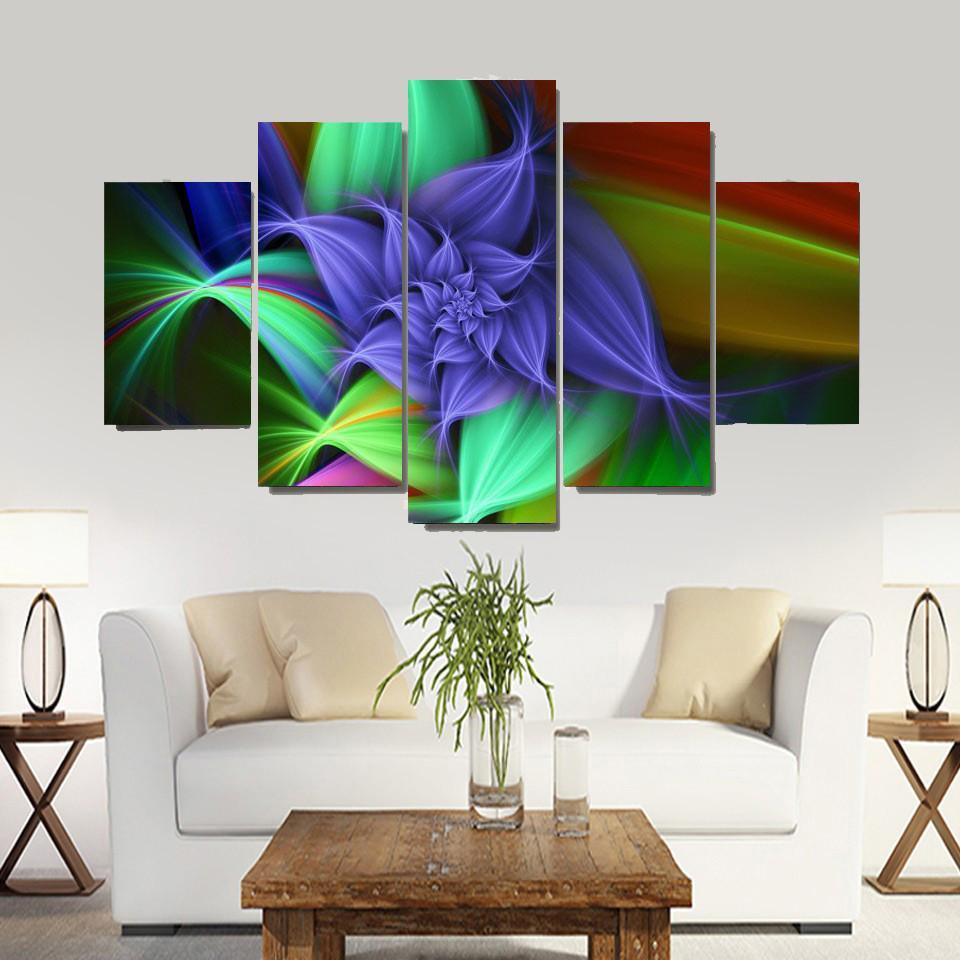 Abstract Flower Artwork - Abstract 5 Panel Canvas Art Wall Decor Abstract Flower Artwork - Abstract 5 Panel Canvas Art Wall Decor