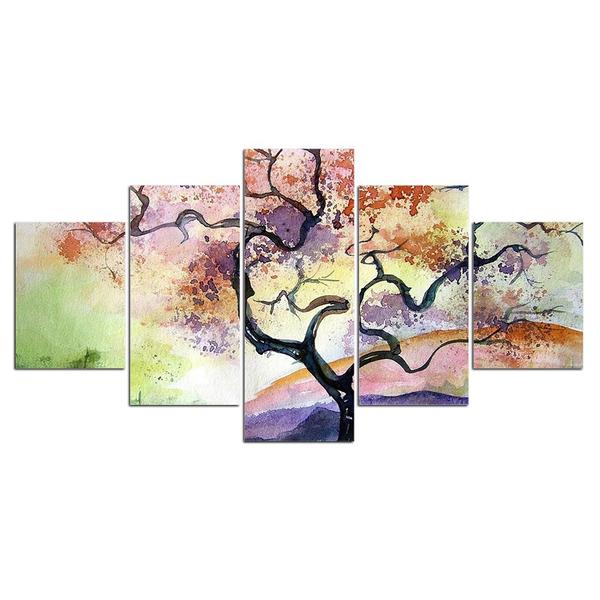 Abstract Flower Tree - Nature 5 Panel Canvas Art Wall Decor Abstract Flower Tree - Nature 5 Panel Canvas Art Wall Decor