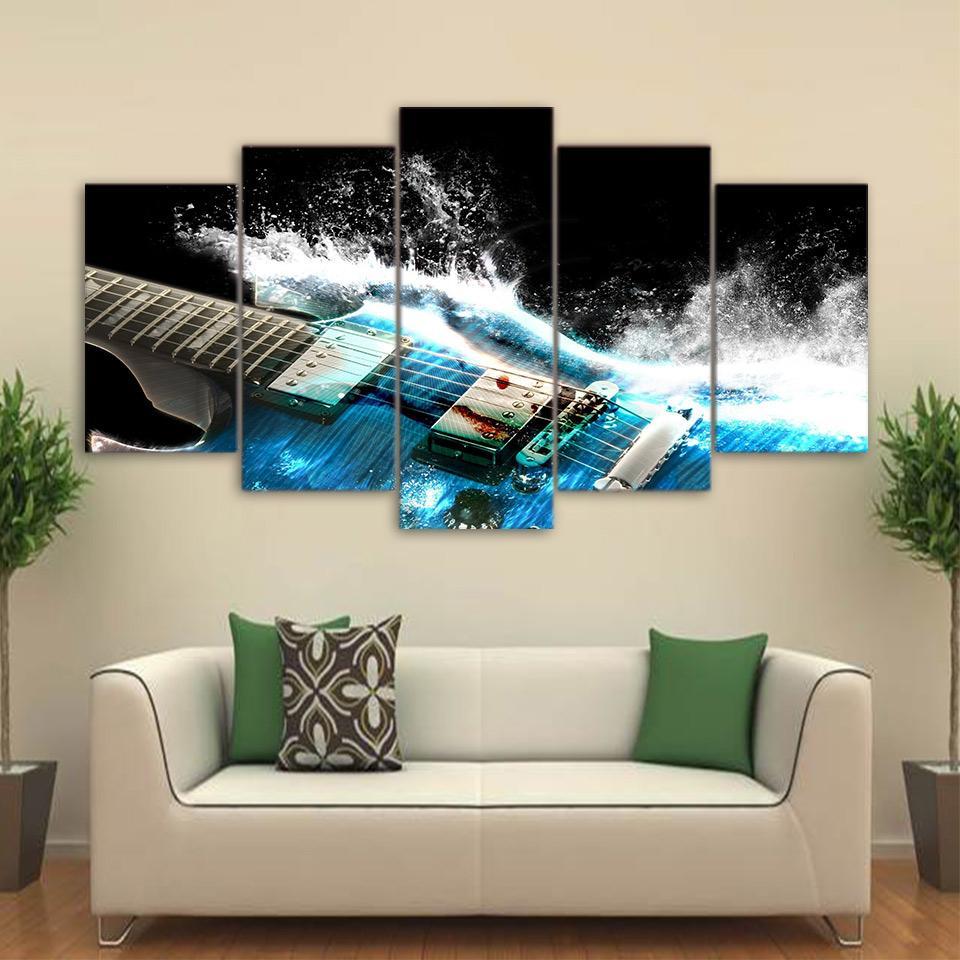 Abstract Guitar Music - Music 5 Panel Canvas Art Wall Decor Abstract Guitar Music - Music 5 Panel Canvas Art Wall Decor