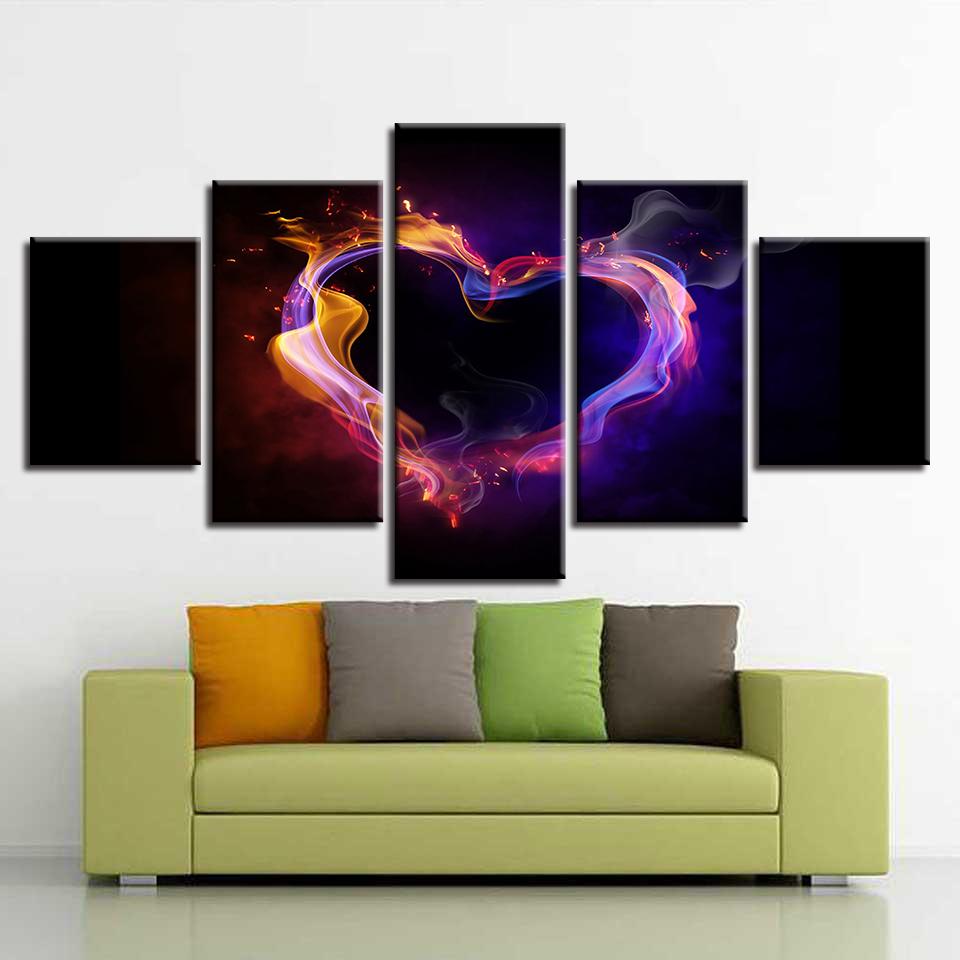 Abstract Love Heart - Abstract 5 Panel Canvas Art Wall Decor Abstract Love Heart - Abstract 5 Panel Canvas Art Wall Decor