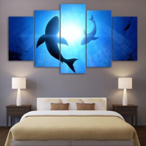Abstract Shark - Animal 5 Panel Canvas Art Wall Decor