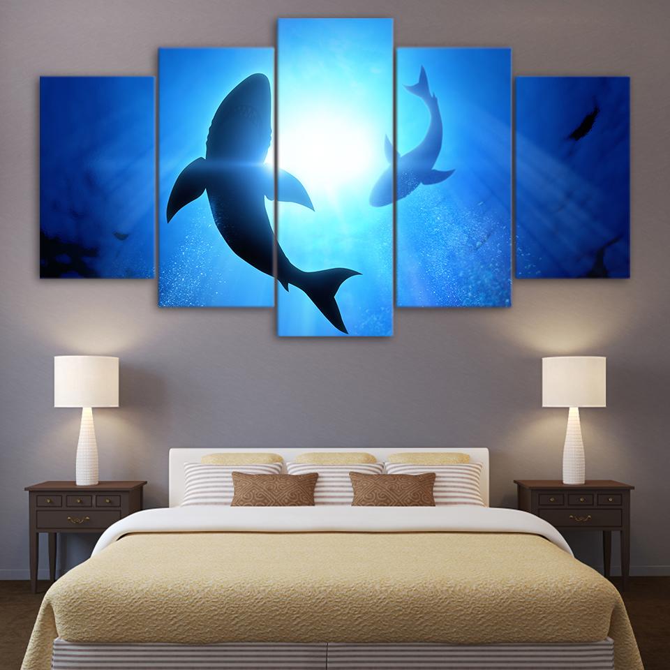 Abstract Shark - Animal 5 Panel Canvas Art Wall Decor Abstract Shark - Animal 5 Panel Canvas Art Wall Decor