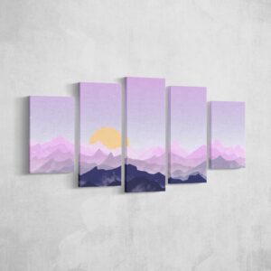 Abstract Sunrise - Nature 5 Panel Canvas Art Wall Decor