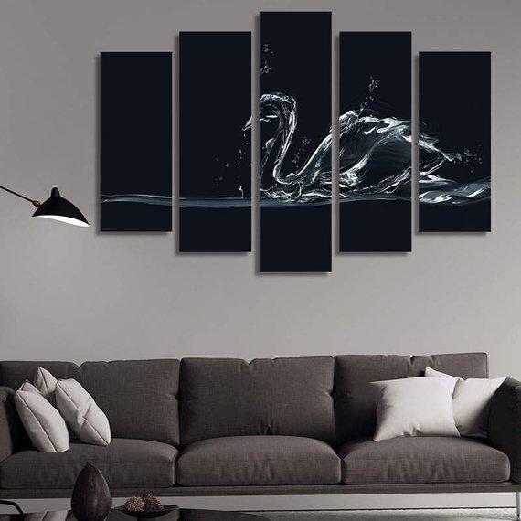 Abstract Swan - Abstract 5 Panel Canvas Art Wall Decor Abstract Swan - Abstract 5 Panel Canvas Art Wall Decor