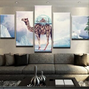 Abstract Taj Mahal - Abstract 5 Panel Canvas Art Wall Decor