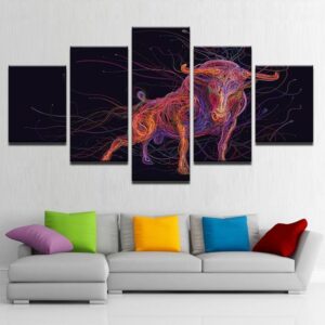 Abstract bull 01 - Abstract 5 Panel Canvas Art Wall Decor