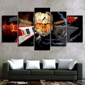 Abstract skull and guitar - Music 5 Panel Canvas Art Wall Decor