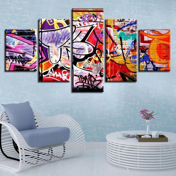 Abstraction Graffiti - Abstract 5 Panel Canvas Art Wall Decor Abstraction Graffiti - Abstract 5 Panel Canvas Art Wall Decor