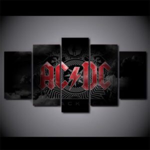 Ac Dc Rock Band Black Ice Modular - Sport 5 Panel Canvas Art Wall Decor