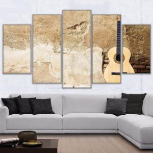 Acoustic Guitar 01 - Music 5 Panel Canvas Art Wall Decor
